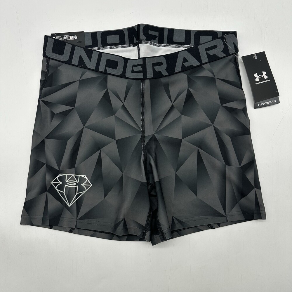 Under Armour Compression Women's Size Large Mid Rise Middy Gray Diamond Shorts